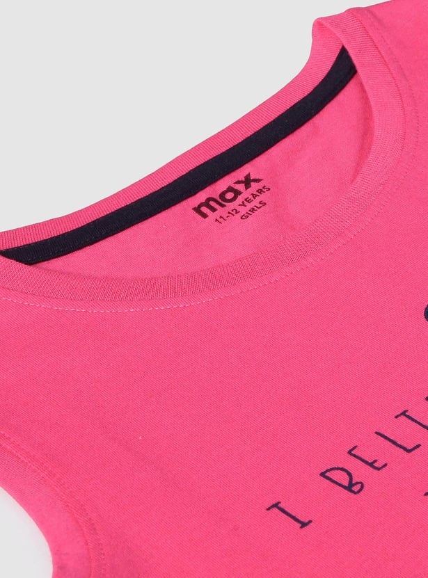 Girls Printed Sleeveless T-shirt