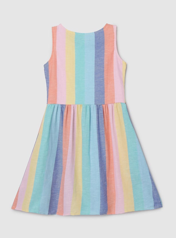 MAX Girls Colourblocked Sleeveless A-line Dress