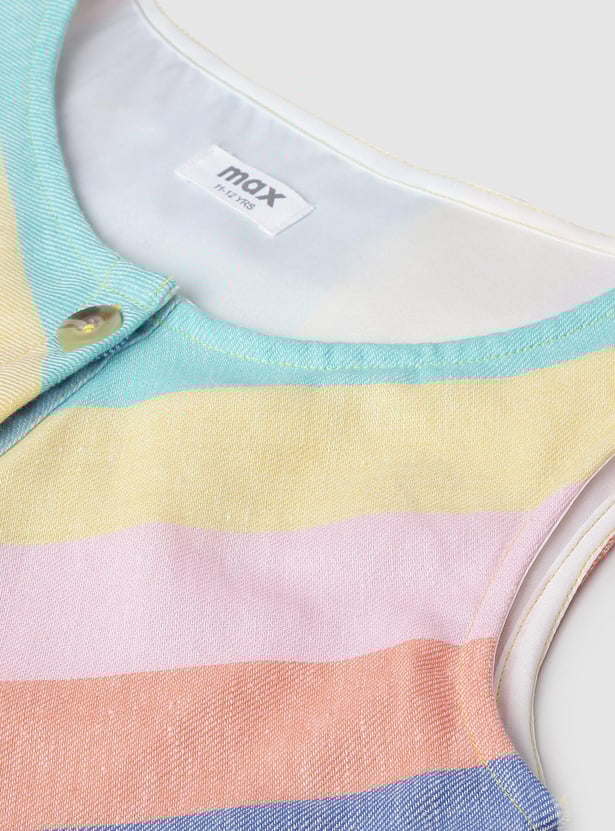 MAX Girls Colourblocked Sleeveless A-line Dress