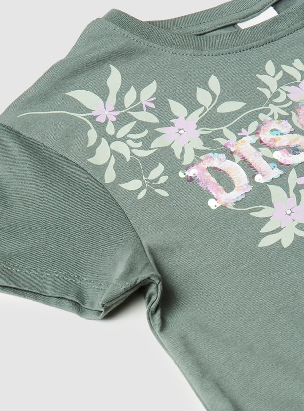 Girls Embellished Round Neck A-Line Tunic