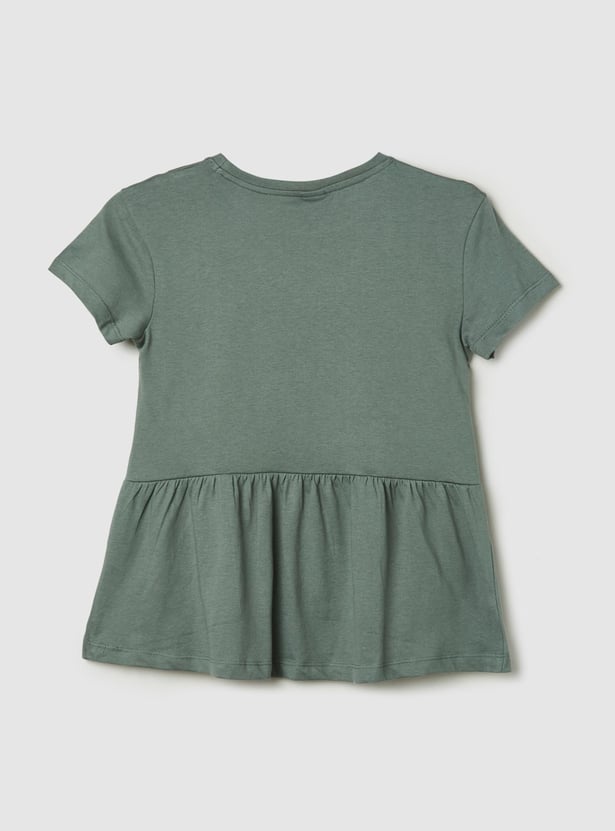 Girls Embellished Round Neck A-Line Tunic