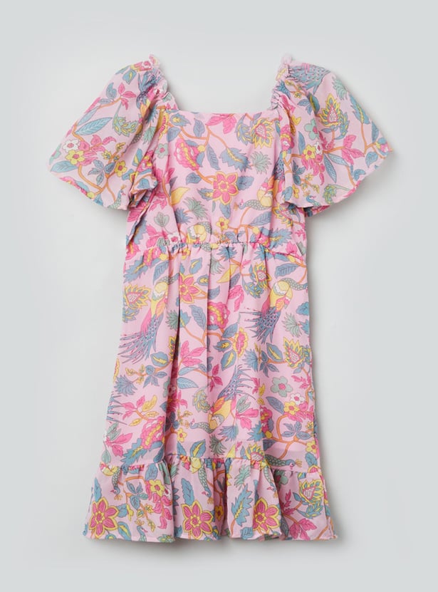 Girls Printed Bell Sleeves A-Line Dress