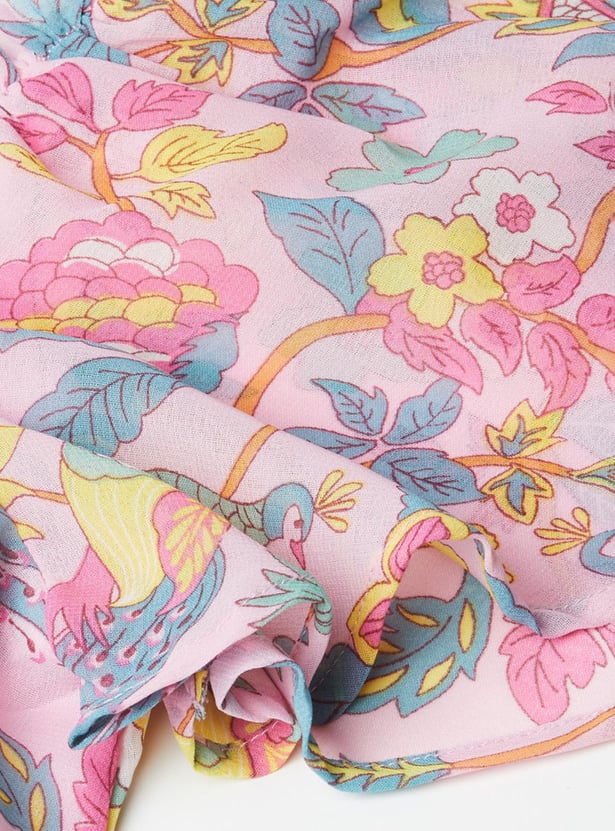 Girls Printed Bell Sleeves A-Line Dress