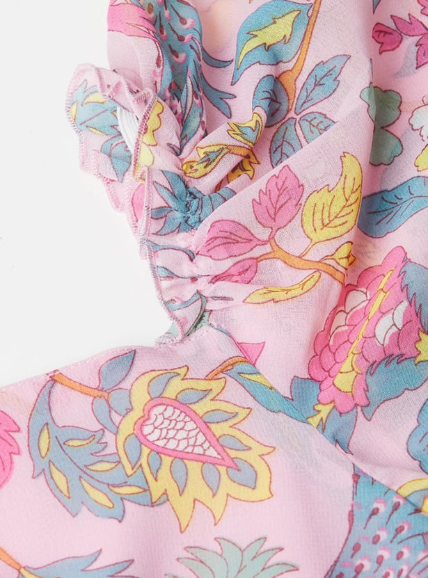 Girls Printed Bell Sleeves A-Line Dress