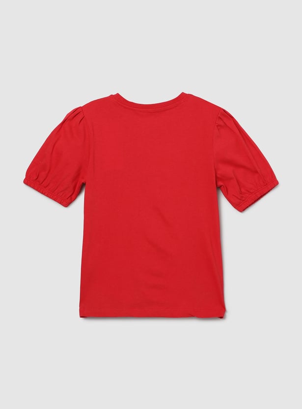 Girls Printed Round Neck T-shirt