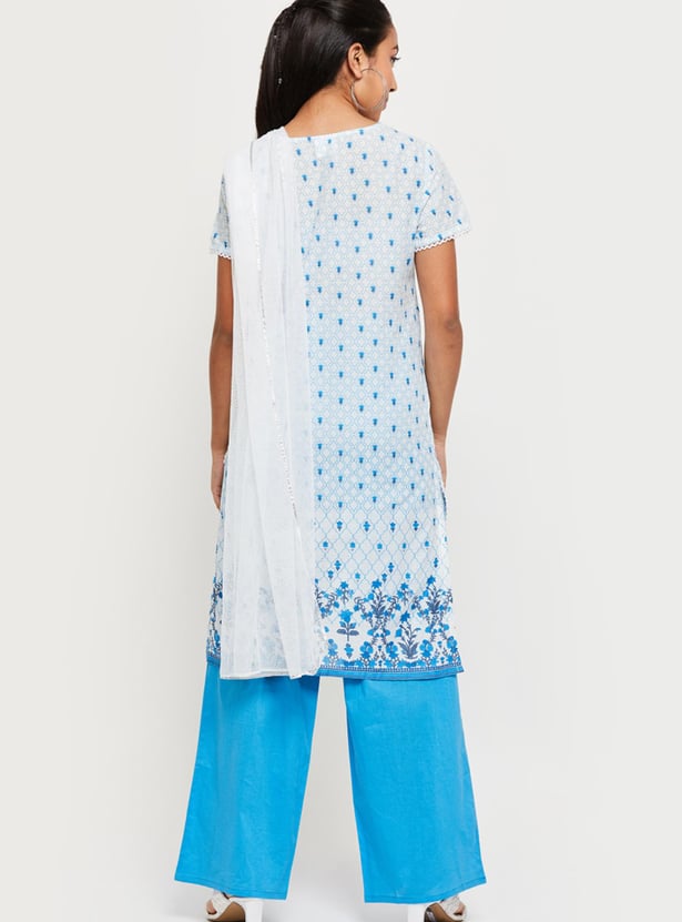 Girls Printed Straight Kurta With Palazzo Pant and Dupatta