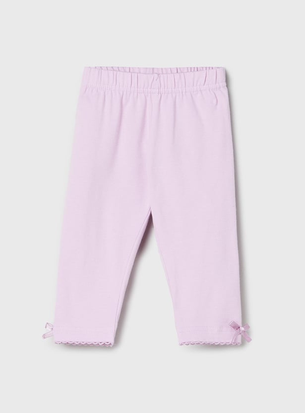 Girls Solid Elasticated 3/4th Leggings