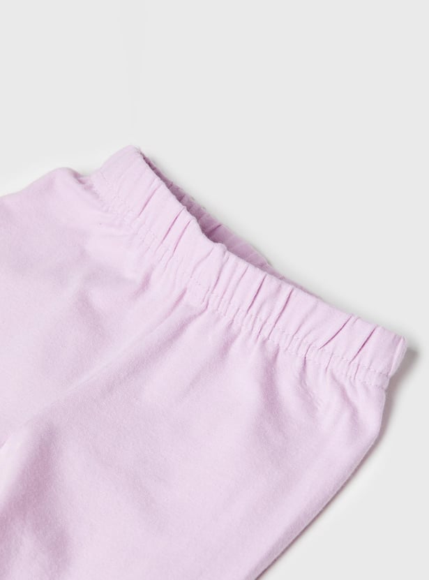 Girls Solid Elasticated 3/4th Leggings
