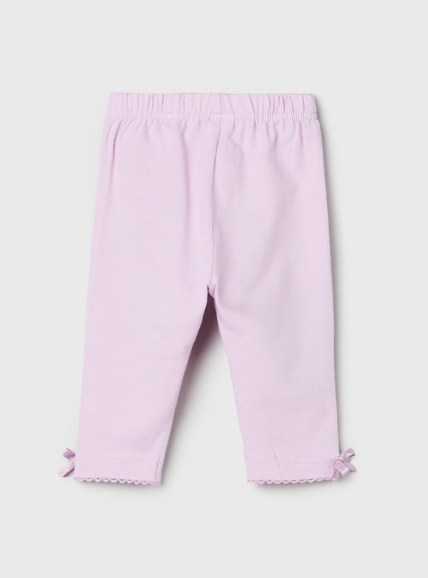 Girls Solid Elasticated 3/4th Leggings