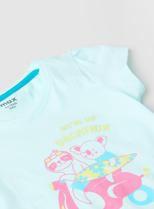 Buy Girls Printed Round Neck T-shirt Online at just Rs