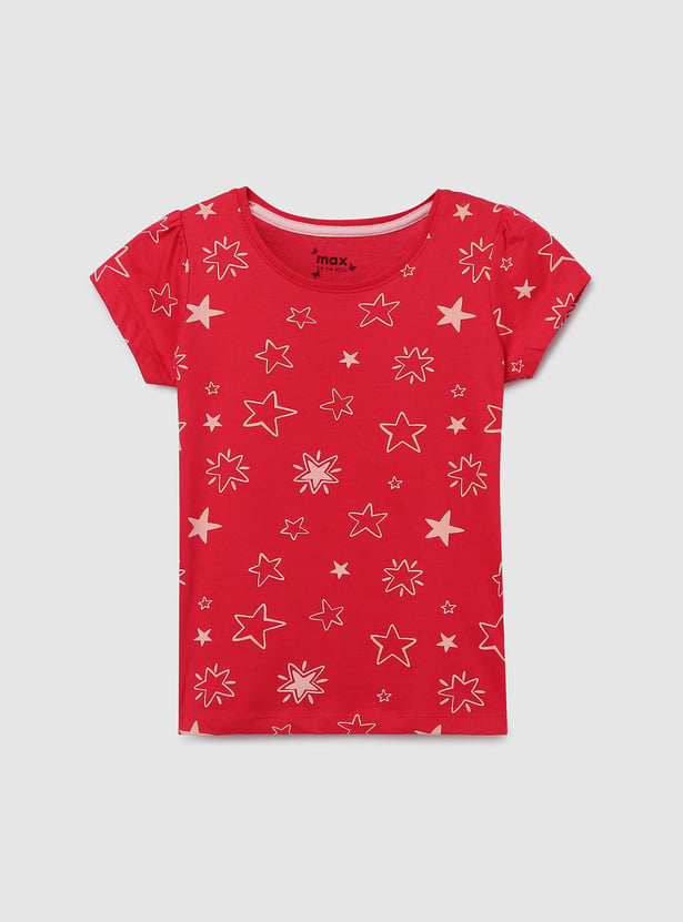 Girls Printed Round Neck T-shirt