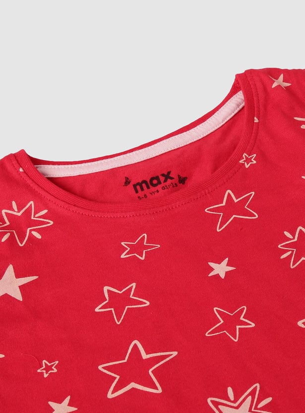 Girls Printed Round Neck T-shirt