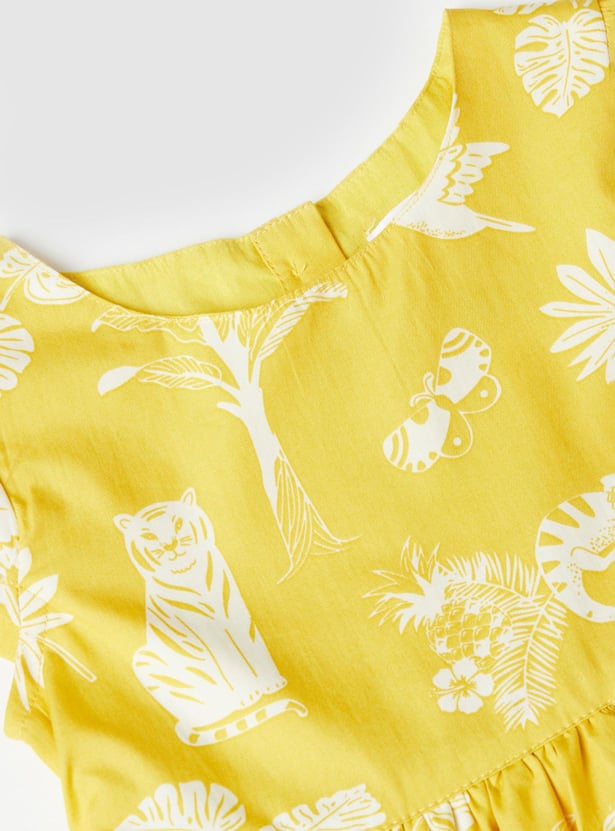 Girls Printed Fit and Flare Dress