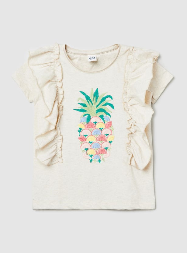 Girls Embroidered Round Neck Top