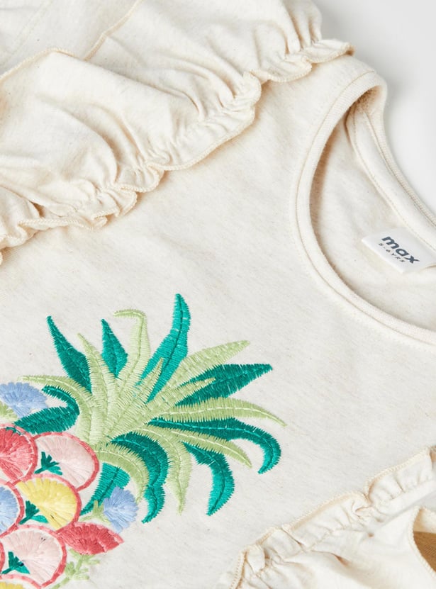 Girls Embroidered Round Neck Top