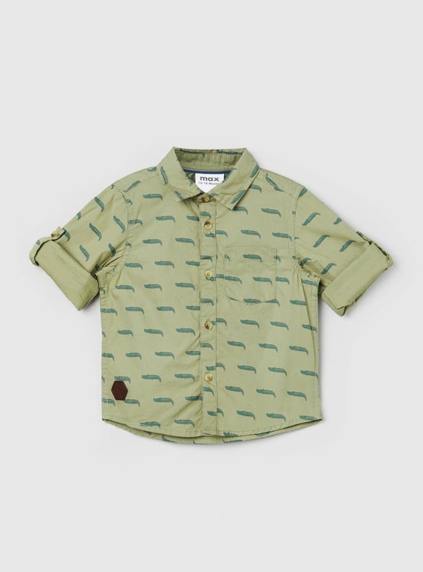 Boys Printed Regular Fit Casual Shirt