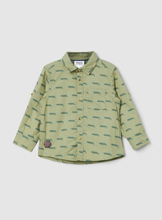 Boys Printed Regular Fit Casual Shirt