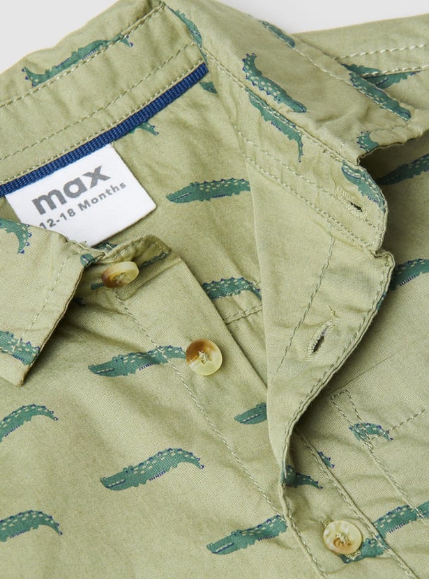 Boys Printed Regular Fit Casual Shirt