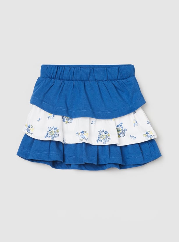 Buy Girls Printed Layered A-line Skirt Online at just