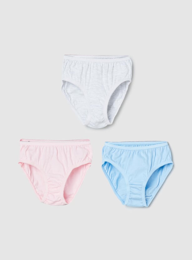 Girls Solid Panties - Pack of 3