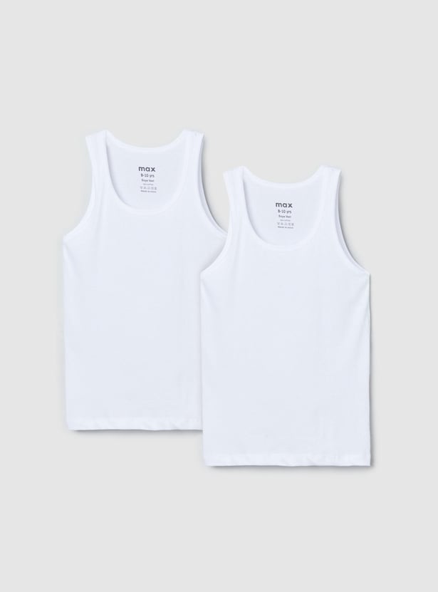 Boys Solid Sleeveless Vest - Pack of 2