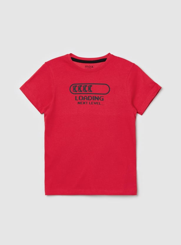 Boys Typographic Print Crew Neck T-shirt