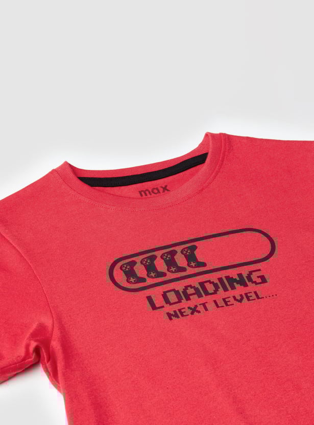 Boys Typographic Print Crew Neck T-shirt