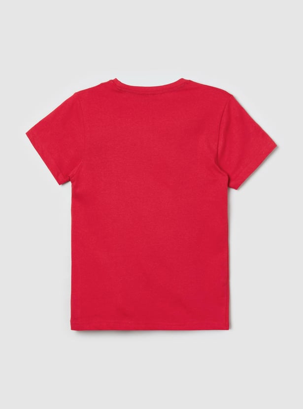 Boys Typographic Print Crew Neck T-shirt