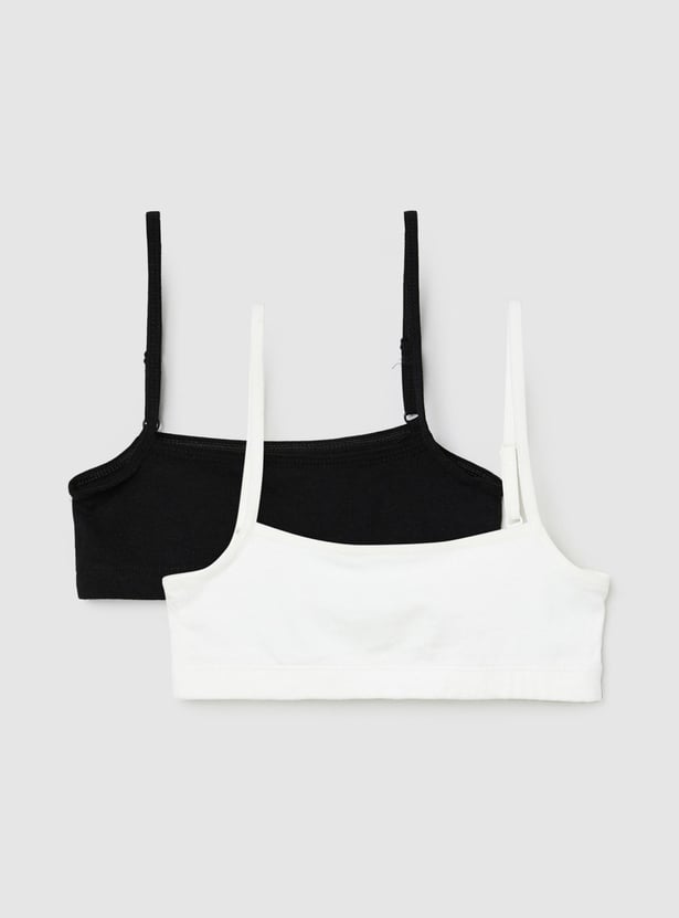Girls Solid Cropped Camisole - Pack of 2