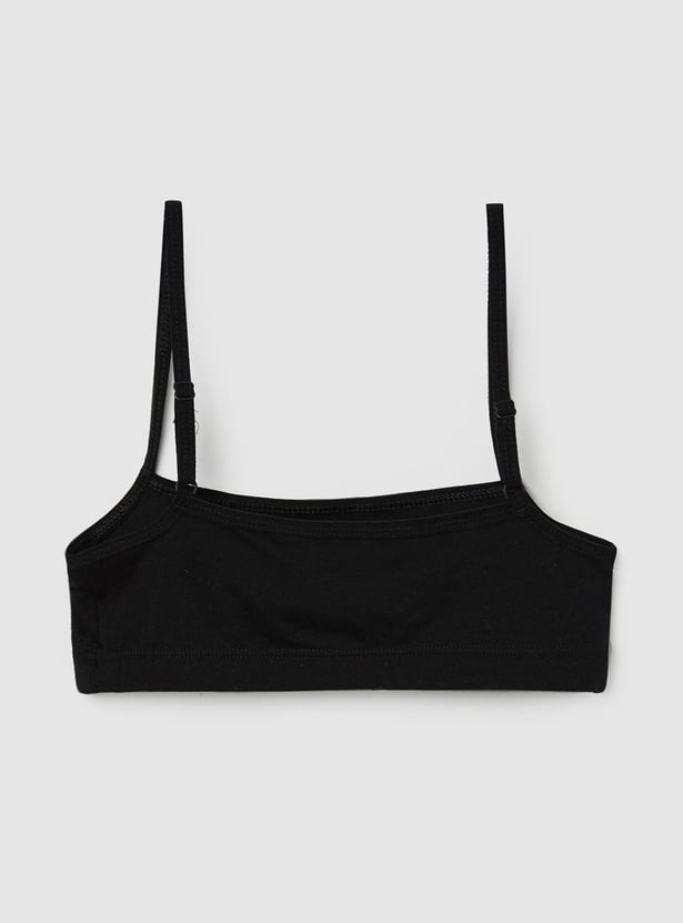 Girls Solid Cropped Camisole - Pack of 2
