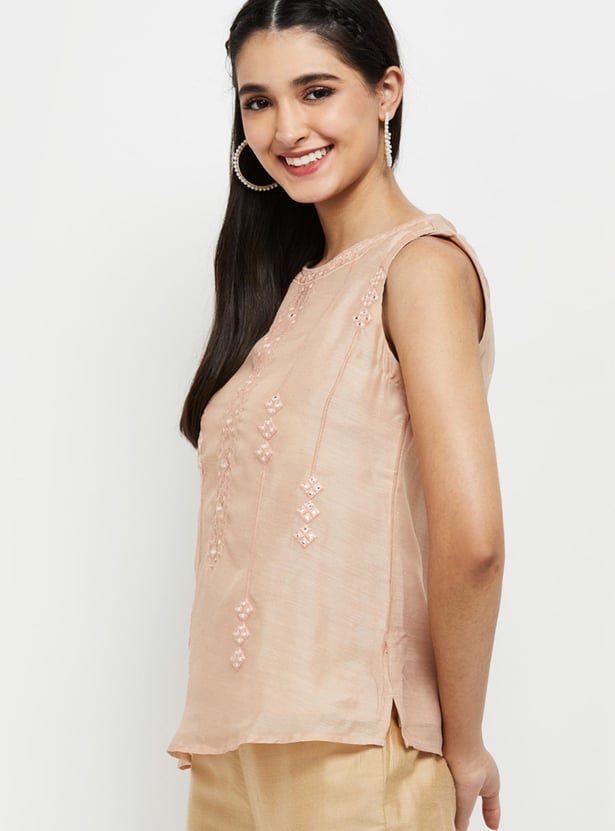 Women Embroidered Sleeveless Top