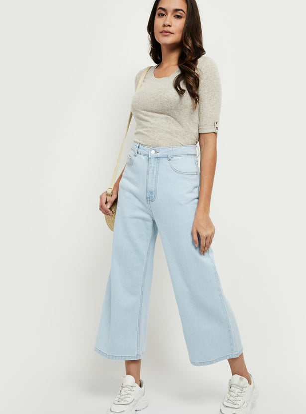 Women Textured Round Neck T-shirt