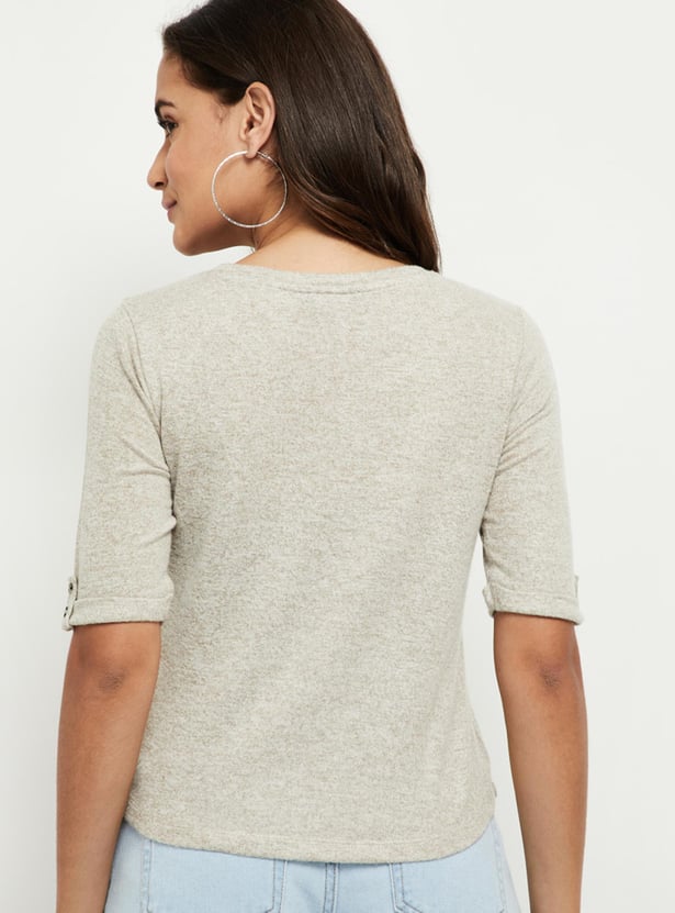 Women Textured Round Neck T-shirt