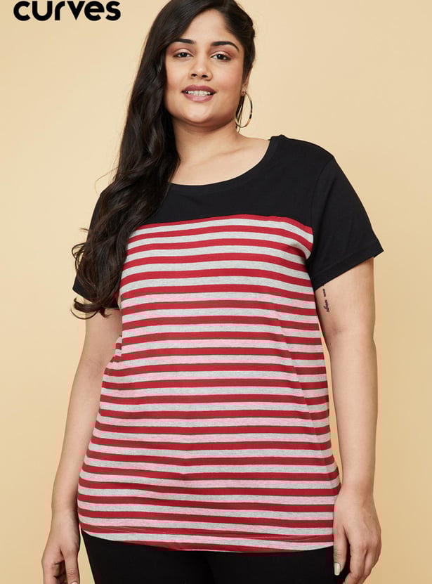 Women Striped Round Neck T-shirt