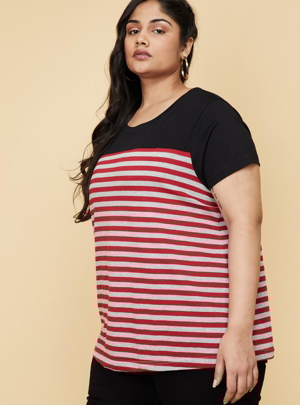 Women Striped Round Neck T-shirt