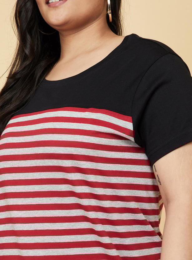 Women Striped Round Neck T-shirt