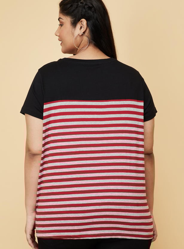Women Striped Round Neck T-shirt