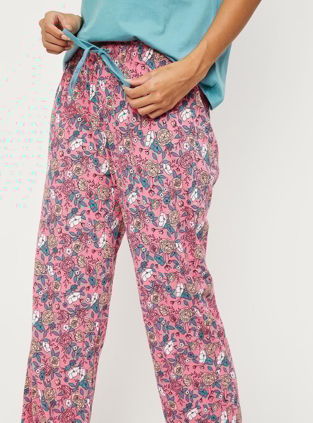 Women Cotton Printed T-shirt with Pyjamas