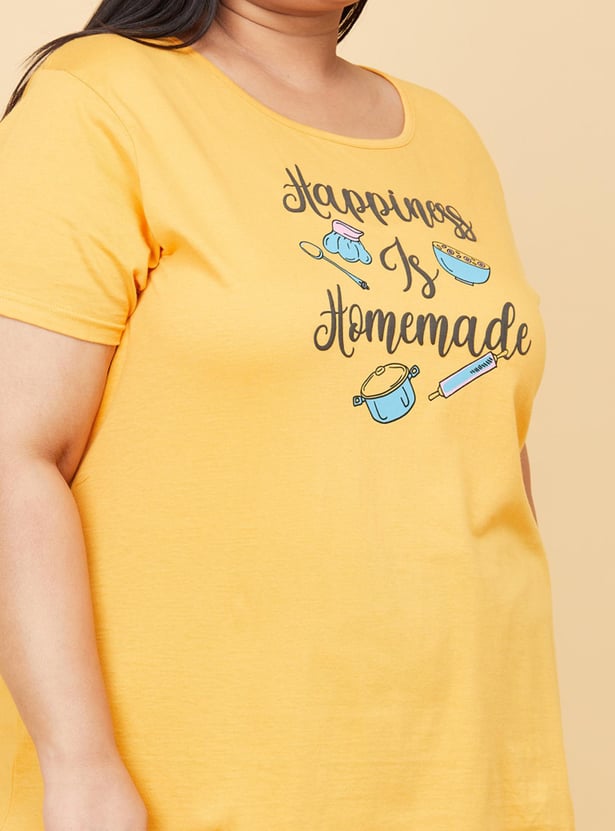 Women Printed Lounge T-shirt with Capris