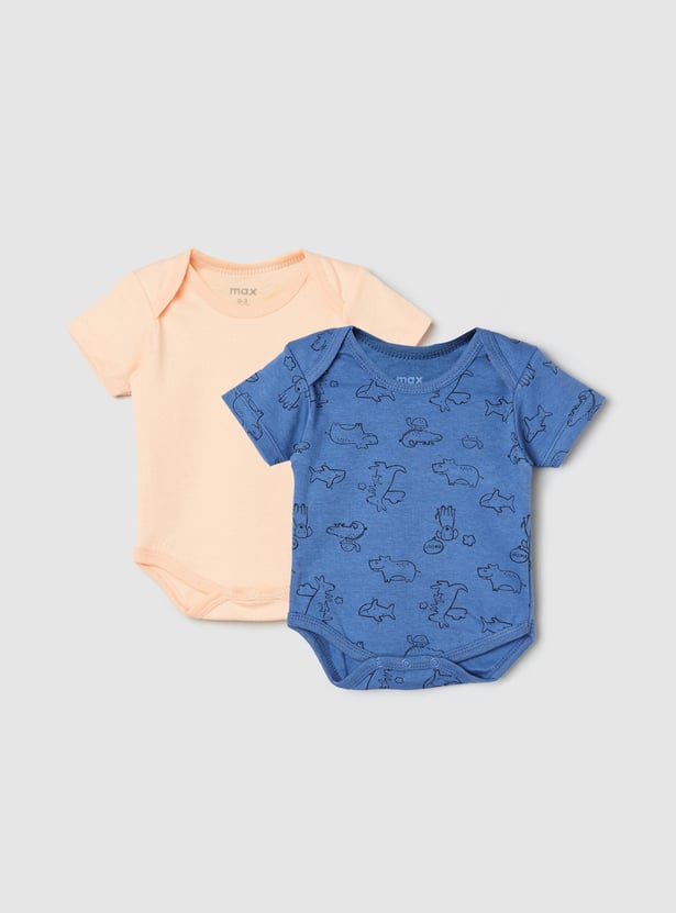 Boys Printed Bodysuit- Pack of 2