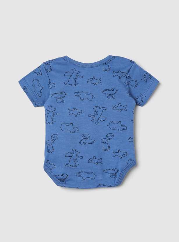 Boys Printed Bodysuit- Pack of 2