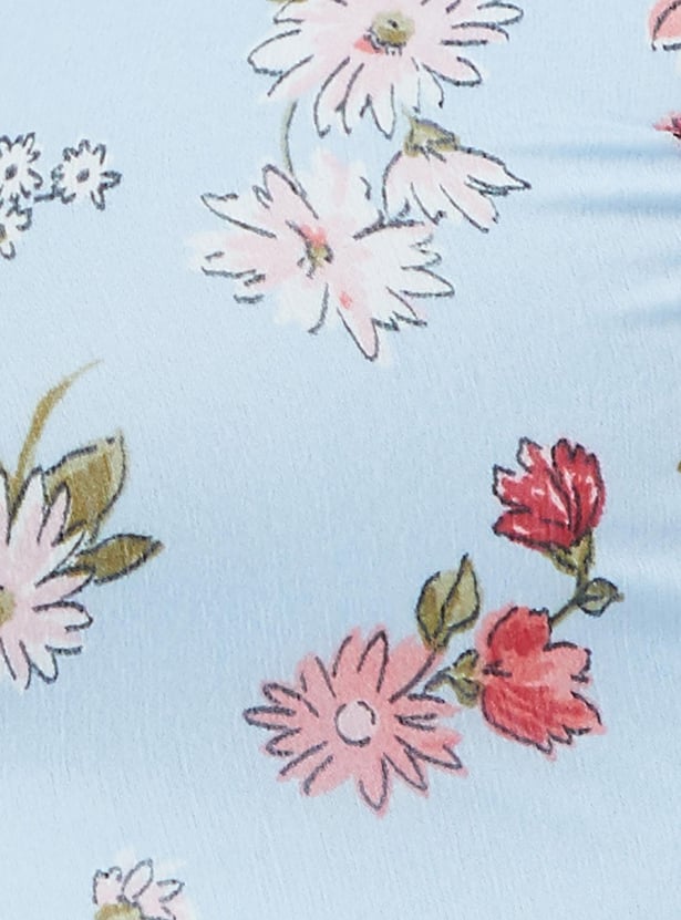 Women Floral Print Sweetheart Neck A-Line Dress