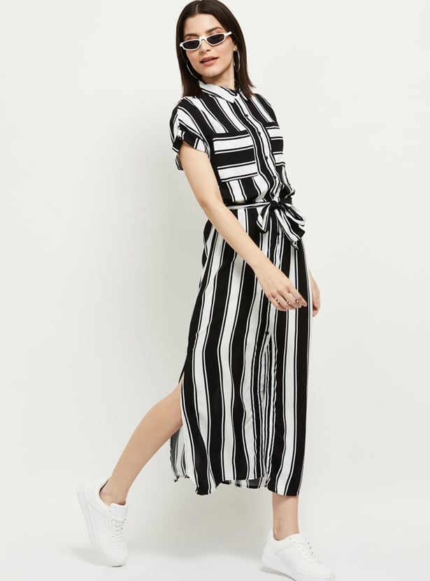 Women Striped Shirt Dress