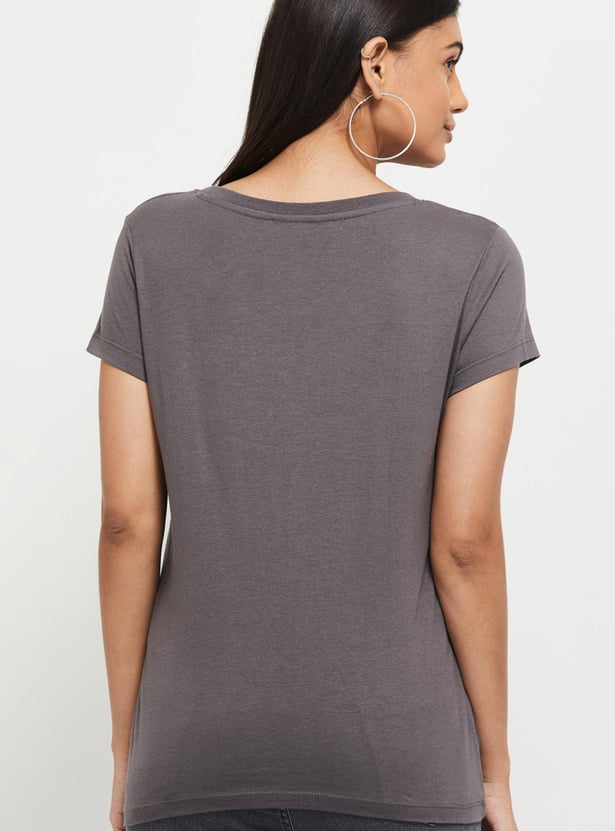 Women Printed Round Neck T-shirt