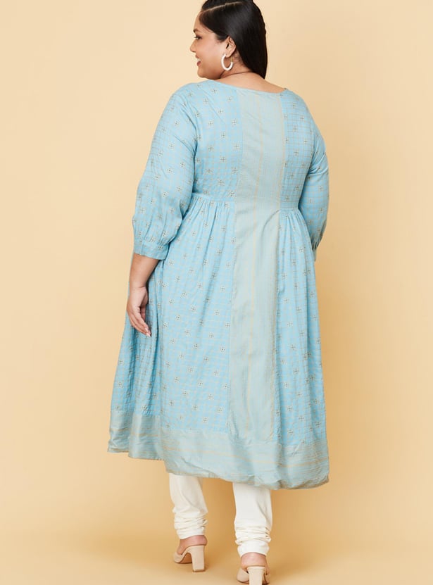 Women Printed Round Neck Flared Kurta