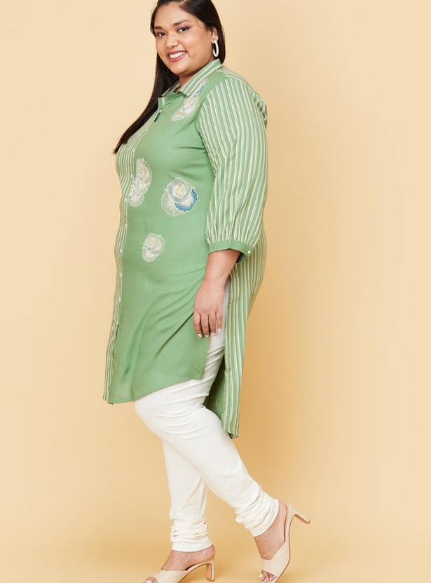 Women Striped High-Low Kurta