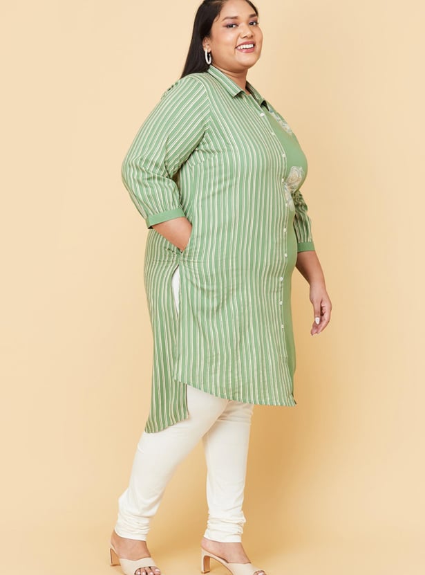 Women Striped High-Low Kurta