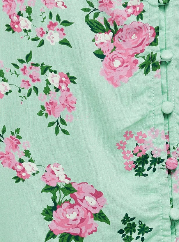 Women Printed Ruffled Sleeve A-line Dress
