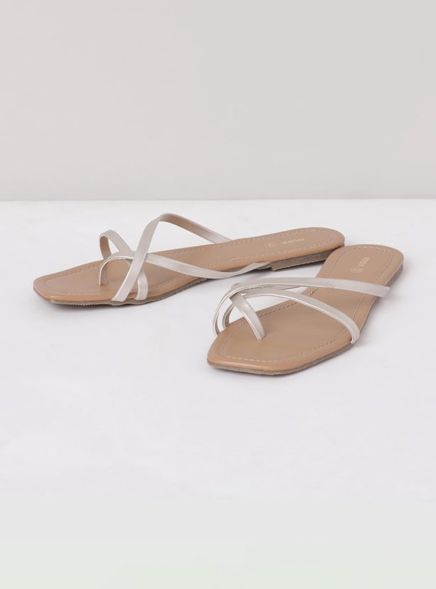 Women Solid Slip-On Flat Sandals