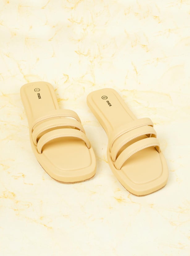 Women Solid Open Toe Flat Sandals